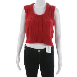 Alexa Chung Women Red Mohair Sleeveless Vest Round Neck Size S